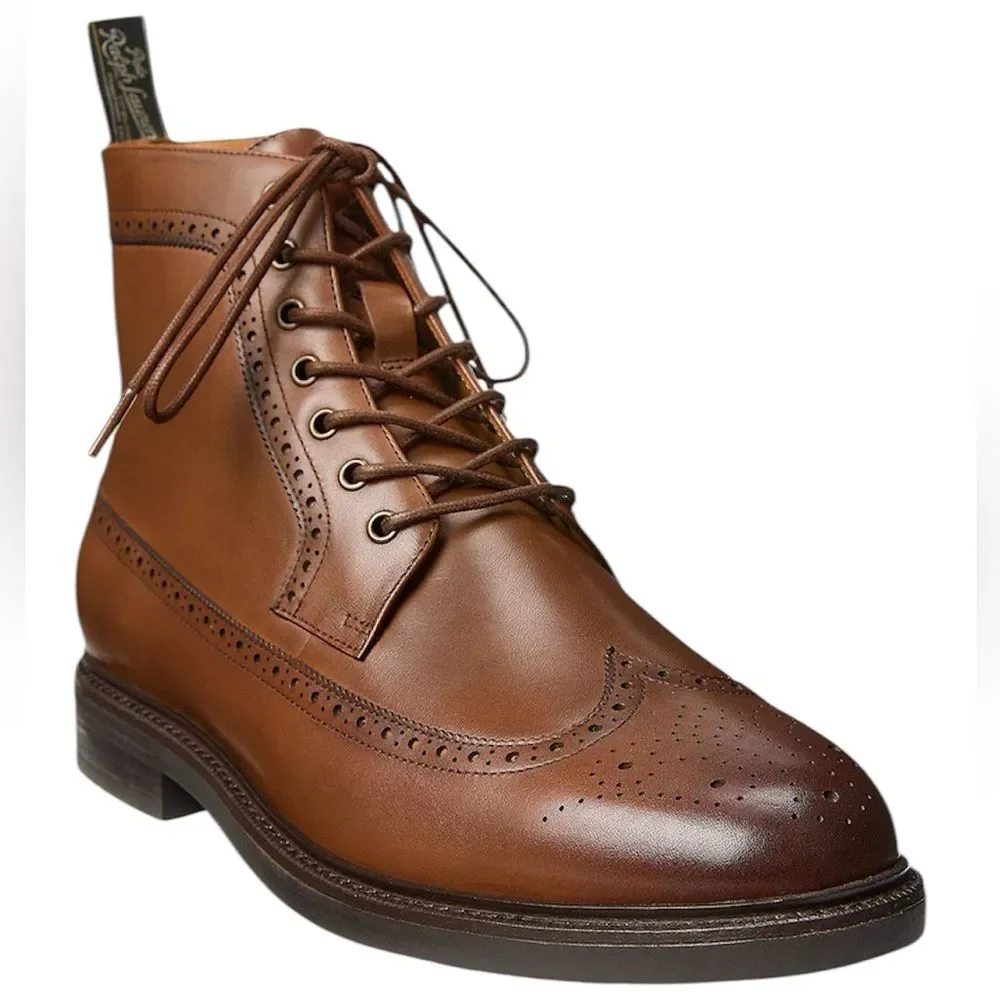 Polo Ralph Lauren Men's Asher Leather‎ Wingtip Boots, SIZE 11